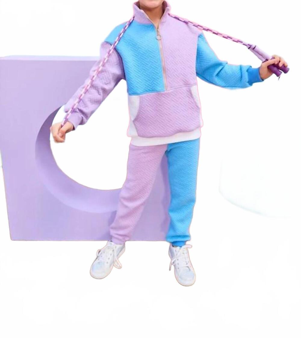 NEW BISBY color block pullover sweatshirt in lavender/blue